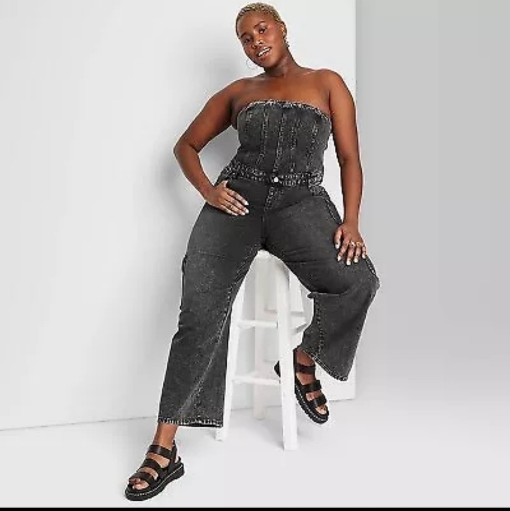 Plus size strapless jumpsuit